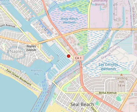 Map showing San Pedro Fish Market - Long Beach